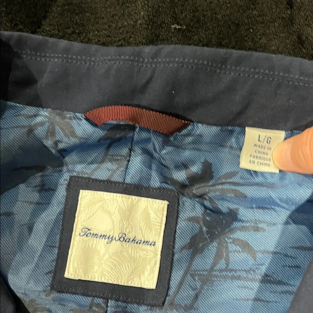 Tommy Bahama Silk and Linen Navy Sport Coat Blazer - Classic Two-Button Sz L
